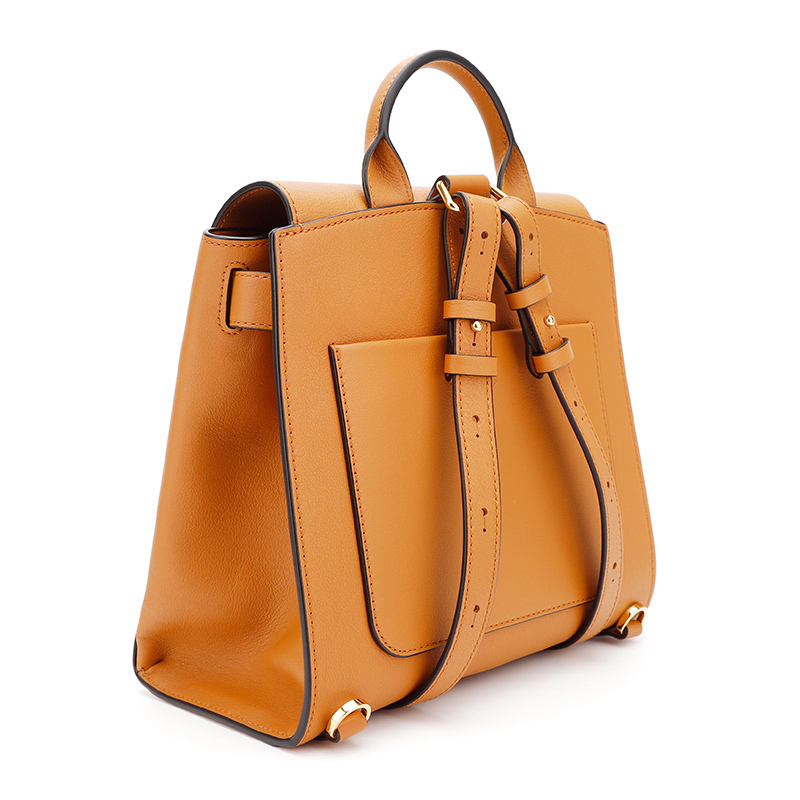 mcm奢侈品女士干邑色人造革配牛皮革迷你插扣双肩包出游包书包mwkaase