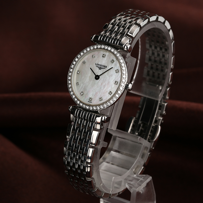 瑞士浪琴longines嘉岚系列女神气质石英表女l42410806钢带镶钻刻度