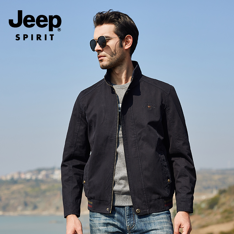 jeep吉普品牌男装旗舰户外夹克帅气潮流春秋季外套青年薄款棒球服立领