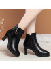 短靴女秋冬季新款尖头百搭加绒高跟女靴防水台不累脚中年女士靴子