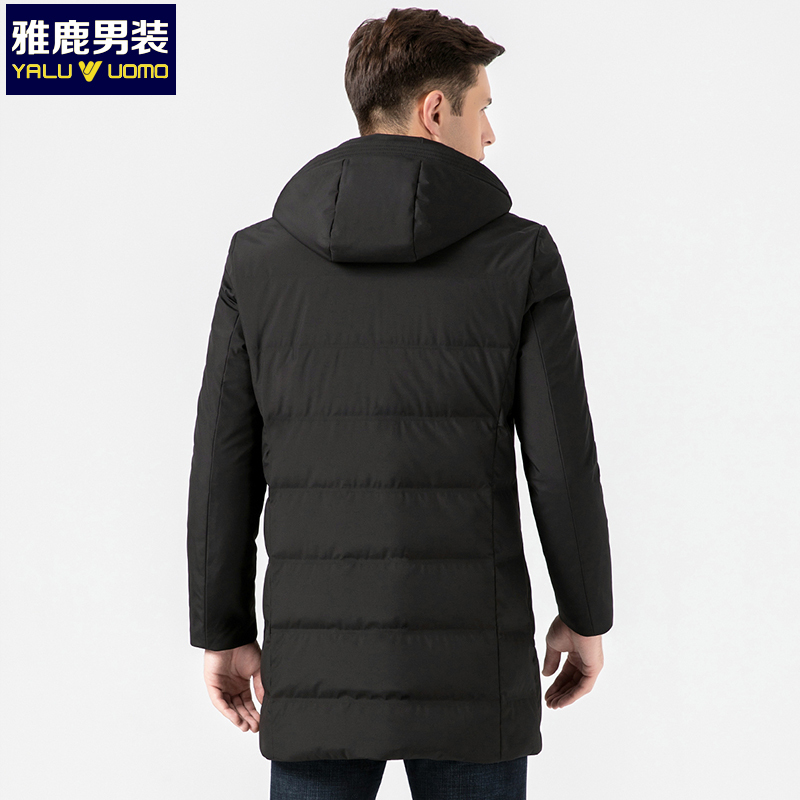 雅鹿男装羽绒服男冬新款加厚保暖中长款商务休闲连帽外套S34EDYA18895