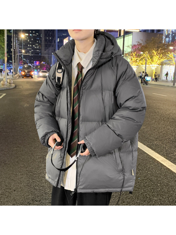 羽绒服男冬季新款抗寒保暖加厚纯色潮流男士外套港风羽绒面包服男