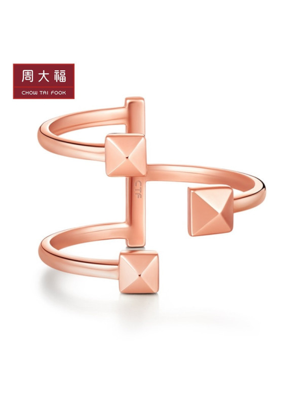 周大福珠宝首饰小心意-Y时代系列舞动青春18K金戒指E121647