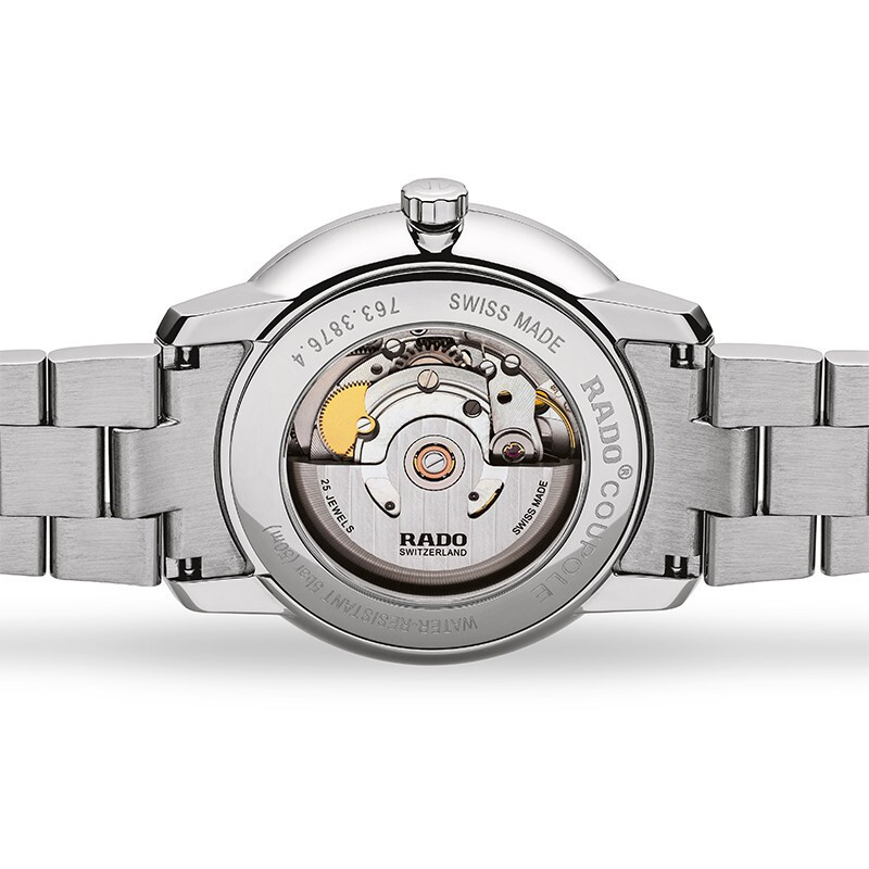 雷达(RADO)瑞士手表 晶璨经典系列简约时尚自动机械男表 41mm白盘银色钢带 R22876013