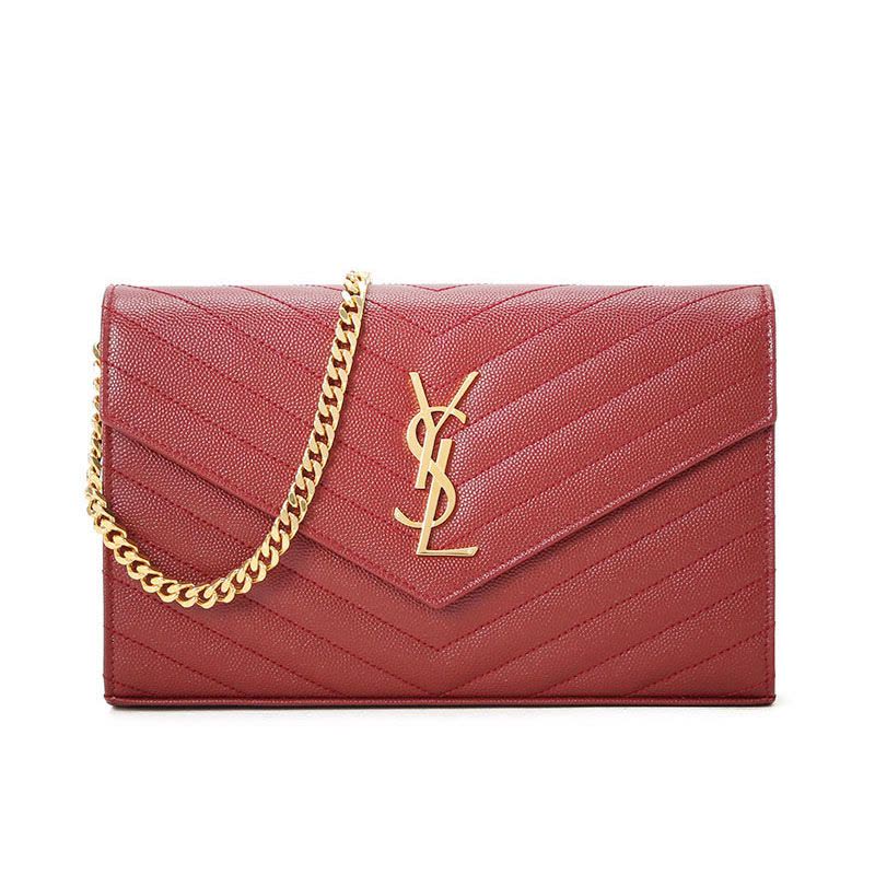 预售 圣罗兰YSL MONOGRAM 信封 绗缝 链条包 女士单肩包 377828 银链图片