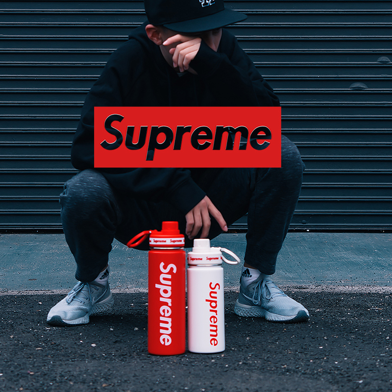 物生物(RELEA)Supreme联名款时尚运动便携304不锈钢保温杯运动水杯水壶