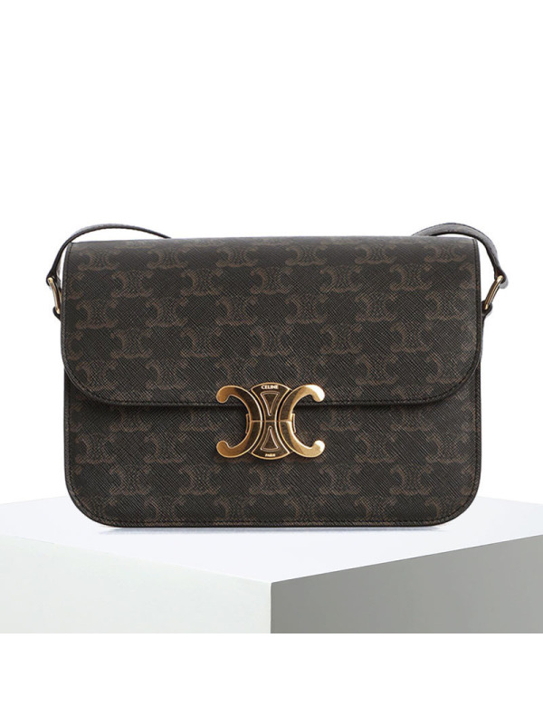 【预定】CELINE Triomphe 帆布和小牛皮中号手袋 22.5*16.5*7.5CM