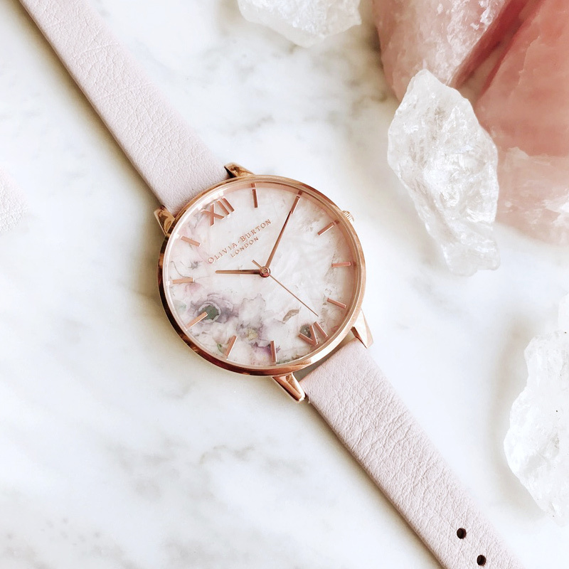 OLIVIABURTON 优雅浪漫网红樱花粉晶表盘 简约英国进口OB16SP03 石英表 女