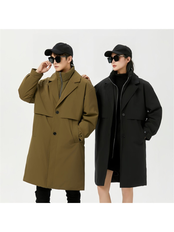 男装户外运动假两件风衣外套情侣保暖防风羽绒服男女同款衣服