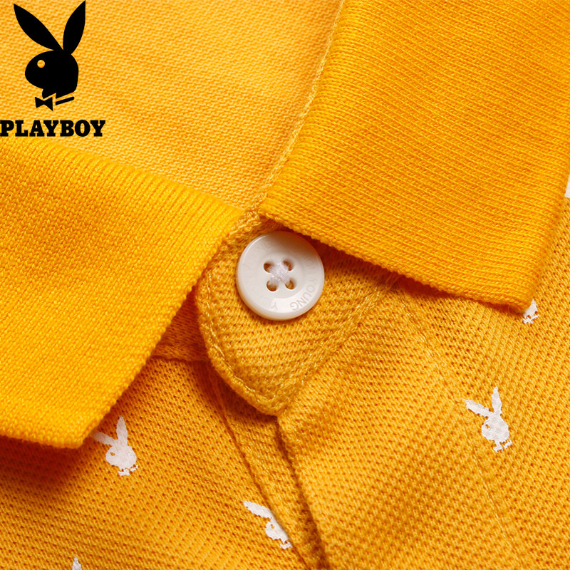 花花公子(PLAYBOY)T恤短袖男 休闲商务修身T恤短袖青年男士Polo衫半袖翻领