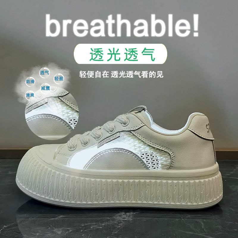 2025夏季小白鞋新款韩版ins女学生网面透气增高休闲鞋板鞋图片