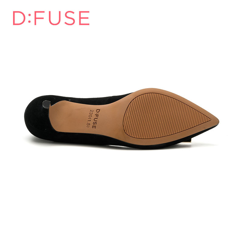 D：Fuse/迪芙斯羊反绒细跟尖头单鞋通勤女鞋DF71111035