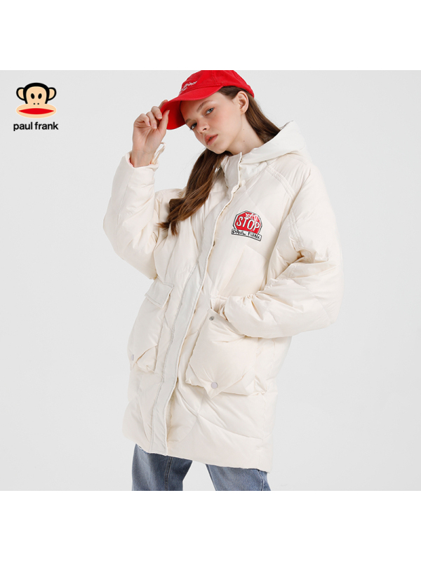 Paul Frank/大嘴猴秋冬羽绒服女中长款韩版宽松连帽大衣X