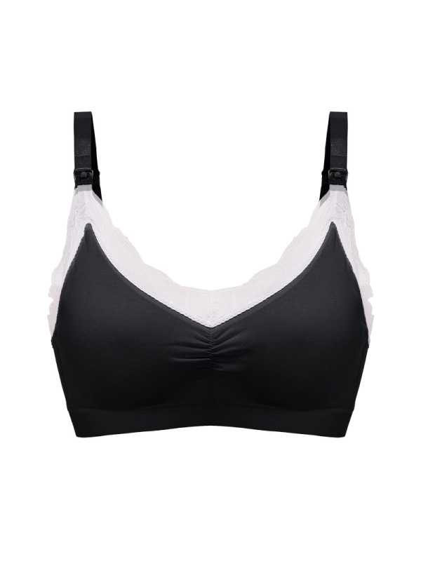 孕妇无钢圈蕾丝大码纯棉哺乳文胸喂奶调整型聚拢哺乳胸罩内衣薄款