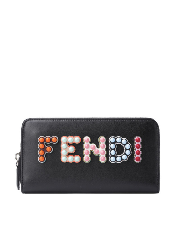 FENDI/芬迪 女钱包拼色铆钉字母长款拉链钱夹 8M0299 18x10x2.5CM