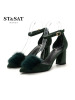 St&Sat/星期六羊反绒舒适浅口粗跟毛毛鞋女鞋SS72114772
