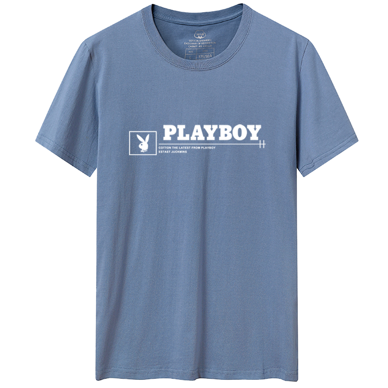 花花公子(PLAYBOY ICON)男士时尚休闲2020简约纯色圆领夏季短袖T恤
