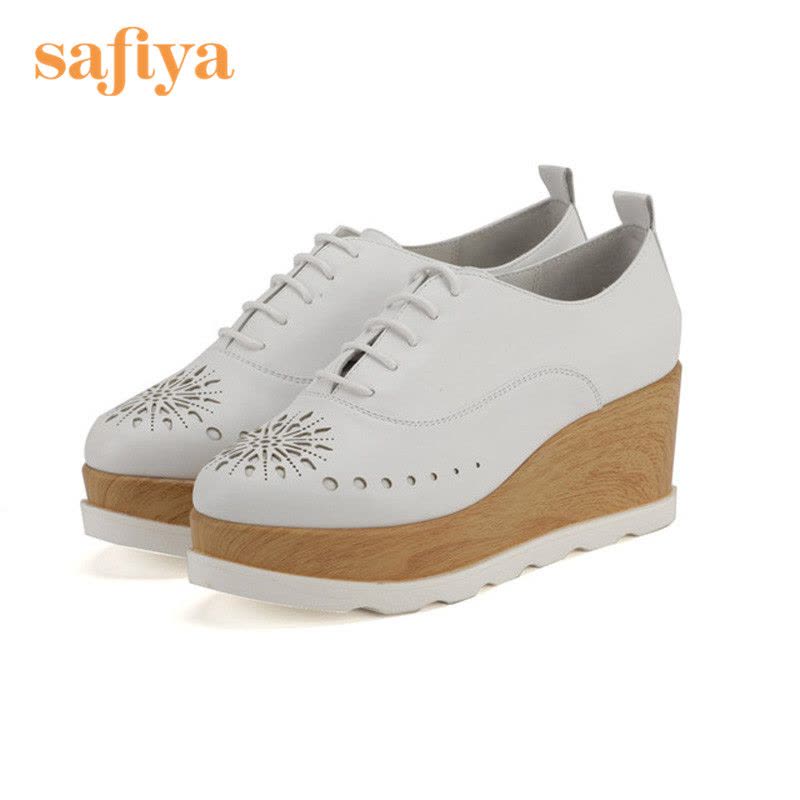 索菲娅Safiya牛皮春秋真皮深口高坡跟女士高帮鞋SF61112063图片