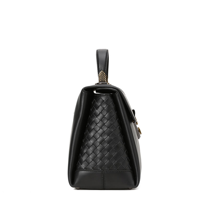 Bottega Veneta/葆蝶家 女包Piazza牛皮编织锁扣手拎斜挎包 489509