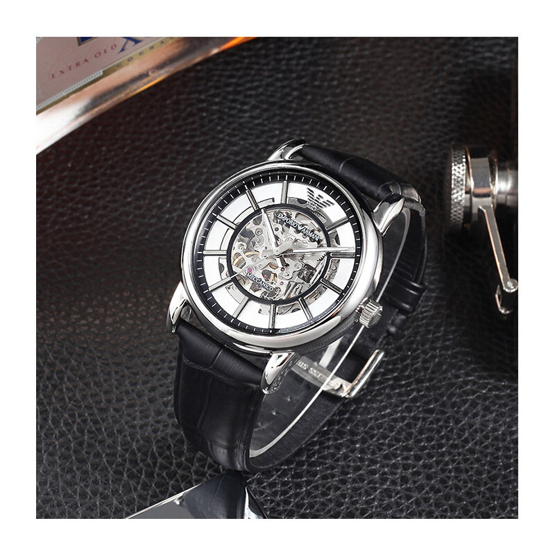 阿玛尼emporioarmani机械表男复古透底镂空潮手表男时尚机械表ar1981