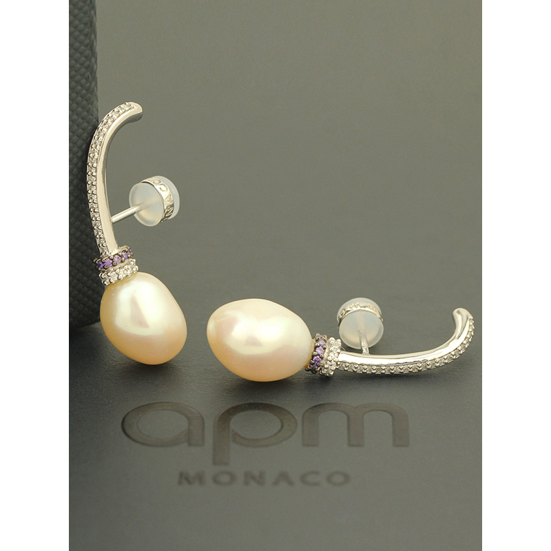 apmmonaco巴洛克珍珠耳环女士气质热带风设计感925银耳饰银耳坠