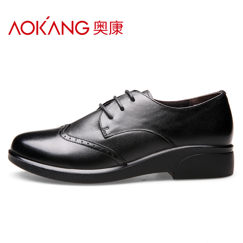 奥康(AOKANG)女鞋春秋季新品舒适女鞋圆头牛皮休闲简约柔软日常单鞋女
