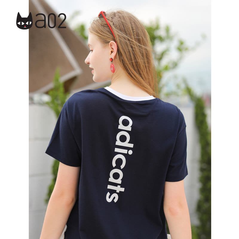 a02新款2020时尚飘带卡通字母印花修身短袖T恤女潮DTV2C0371KT图片