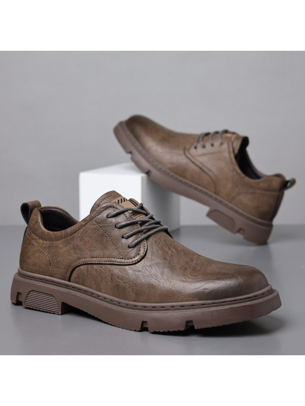 男鞋2025新款男士商务休闲皮鞋真皮工装鞋子潮流韩版时尚板鞋