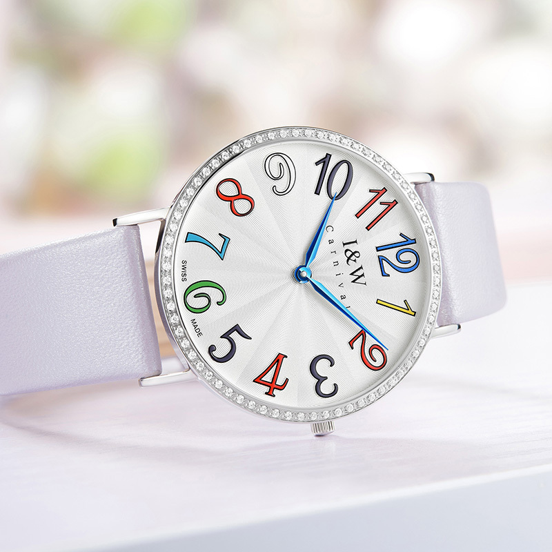 爱沃驰iw瑞士手表女款炫彩数字原装进口石英腕表爱沃驰女士手表正品