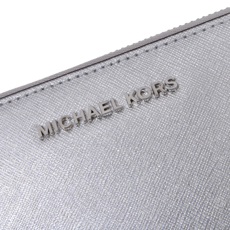 MICHAEL KORS 女士银白色皮质长款拉链钱包32T5MTVE9M SILVER