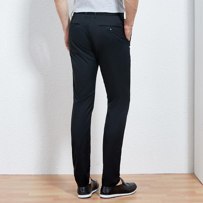 才子男装tries休闲裤男夏季新款修身直筒透气弹力裤子商务长裤