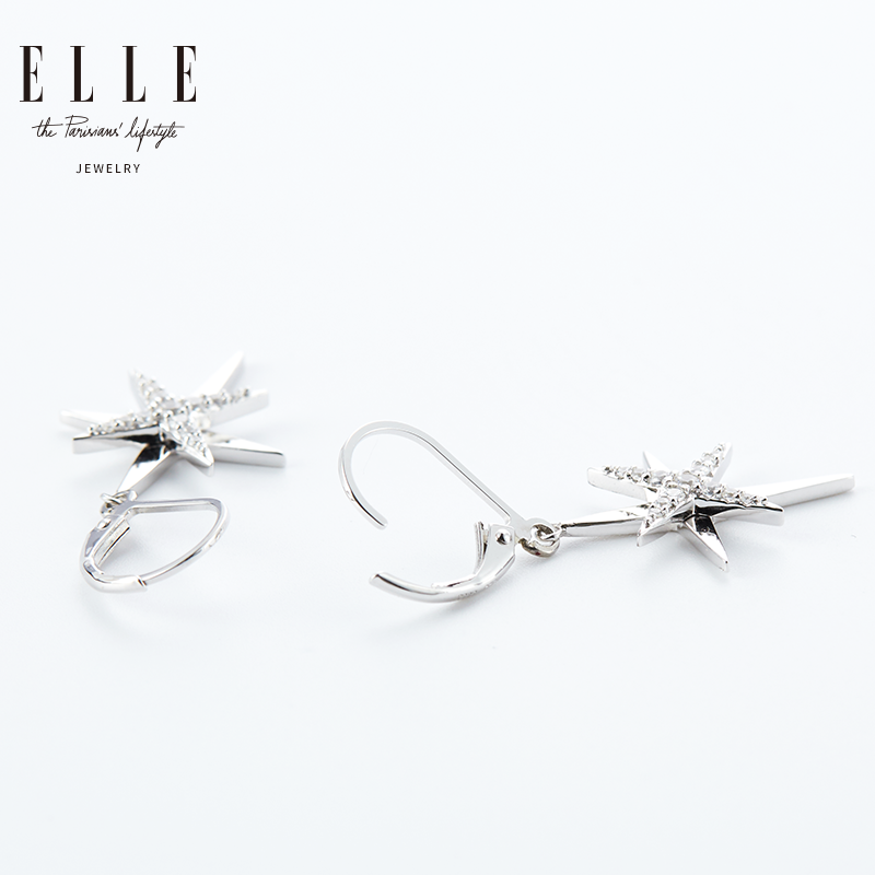 ELLE 耳环 Double Star 925银红宝石镀铑耳坠