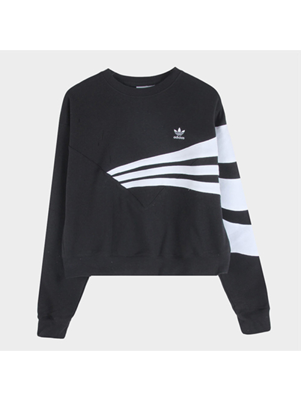 阿迪达斯三叶女装春季运动服休闲针织卫衣套头衫DU9601