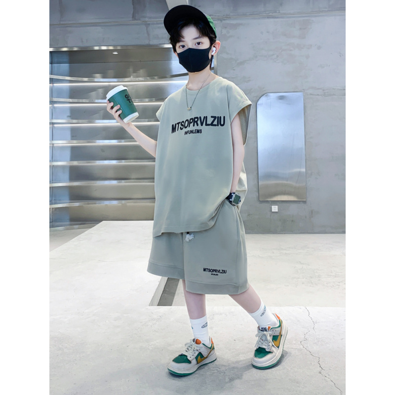 童装男童夏装套装2025新款夏季儿童背心薄款运动中大童男孩夏款潮