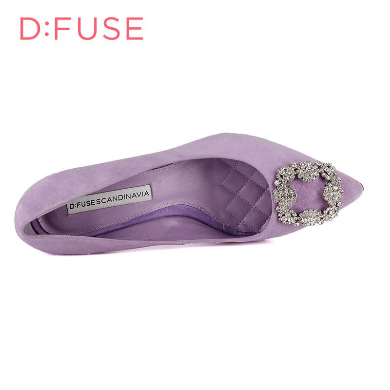 D：Fuse/迪芙斯春新款羊皮尖头水钻粗高跟单鞋女鞋DF61113074图片