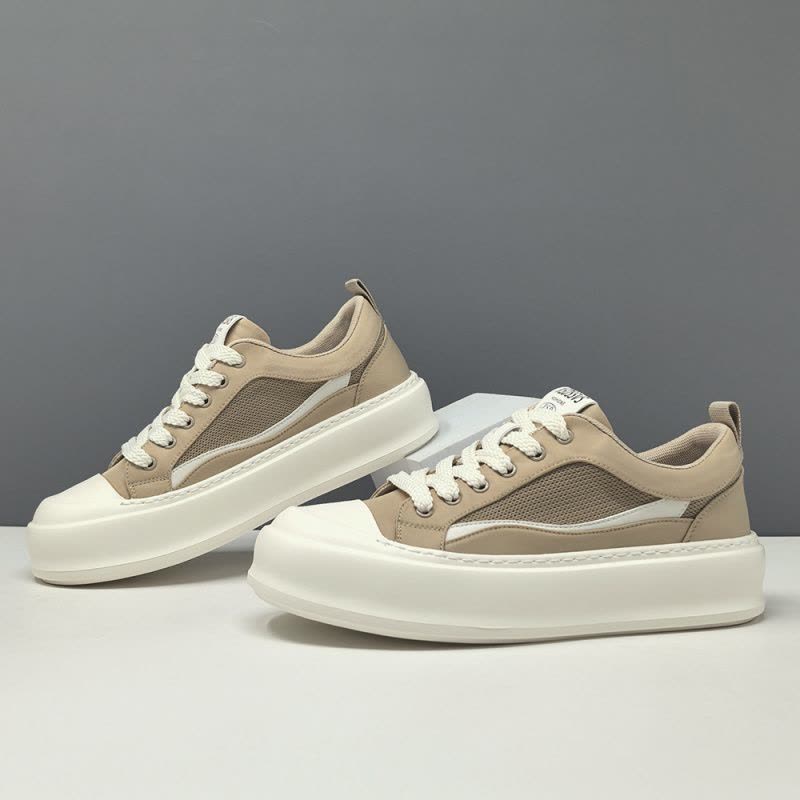 男生夏季透气板鞋男款潮鞋拼色饼干鞋欧洲站男鞋男士增高休闲鞋男图片