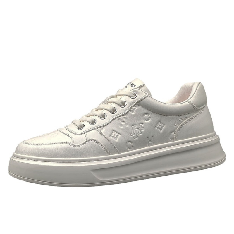 男生头层牛皮高端轻奢印花板鞋男款潮鞋欧洲站男鞋男士真皮休闲鞋