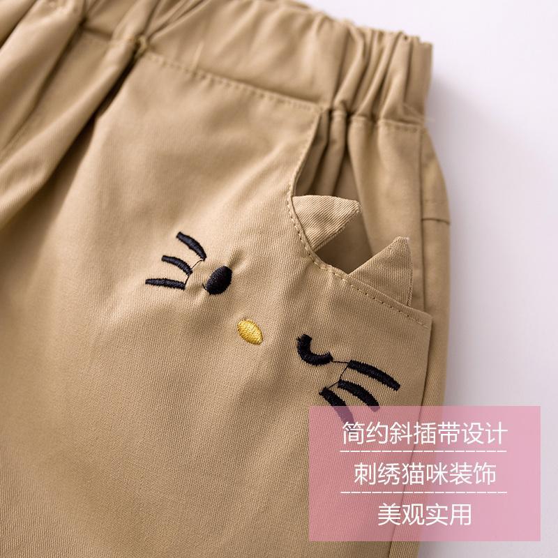boatmouse船鼠女童短裤夏薄款外穿 卡通休闲卡其色儿童热裤宝宝裤子