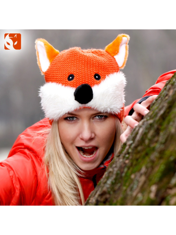 快乐狐狸actionfox运动户外男女亲子儿童动物毛线针织卡通狐狸造型