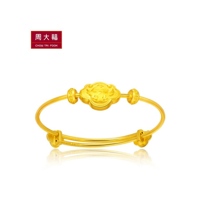 周大福生肖鸡吉祥足金黄金儿童手镯计价(工费108元)F201060