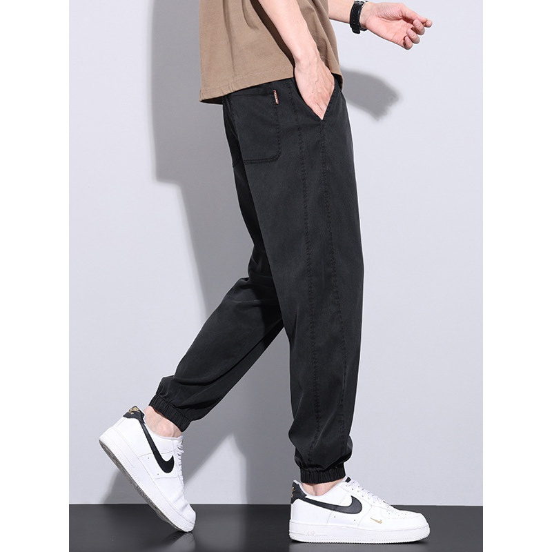 春夏运动裤男夏季天丝莱赛尔宽松舒适百搭学生休闲束脚裤男士