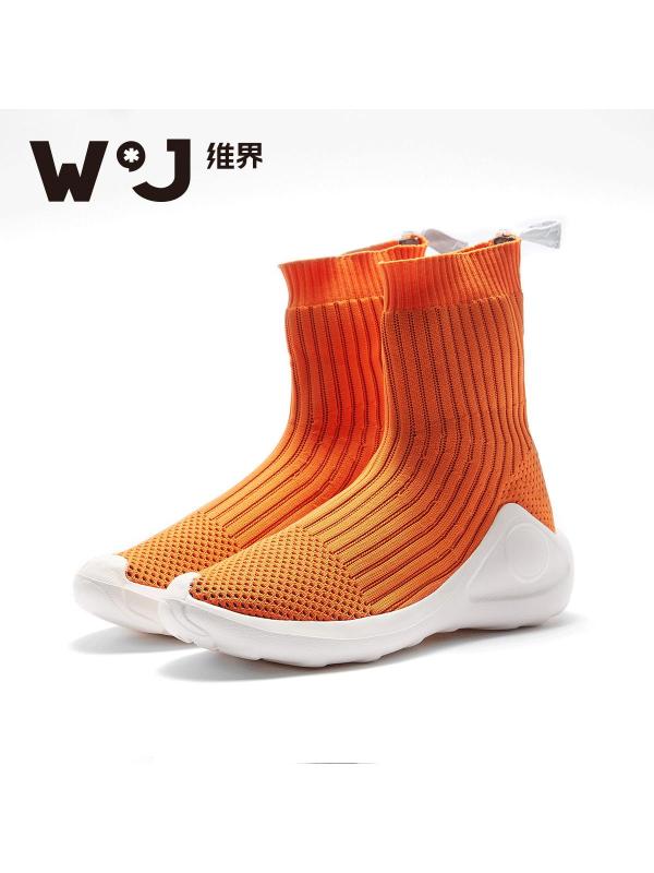 维界秋季新款男鞋青春个性袜筒双色时尚高帮鞋子英伦简约舒适鞋男