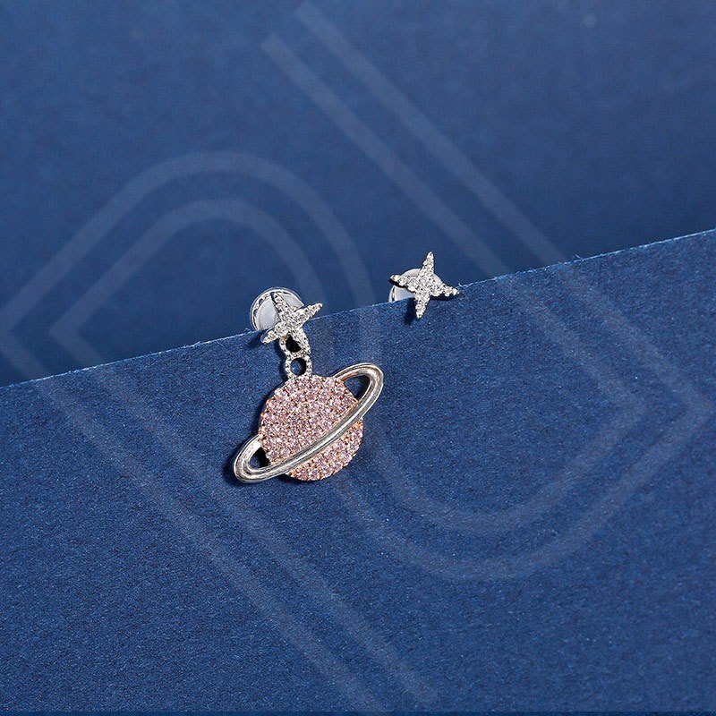 自营新品apmmonaco明星陈意涵同款粉色星球耳环女设计感耳钉