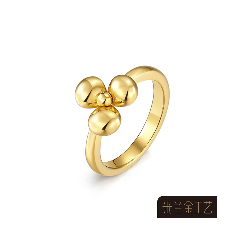 东祥黄金戒指女金戒指女款米兰金万物系列时尚花朵黄金戒指环视频