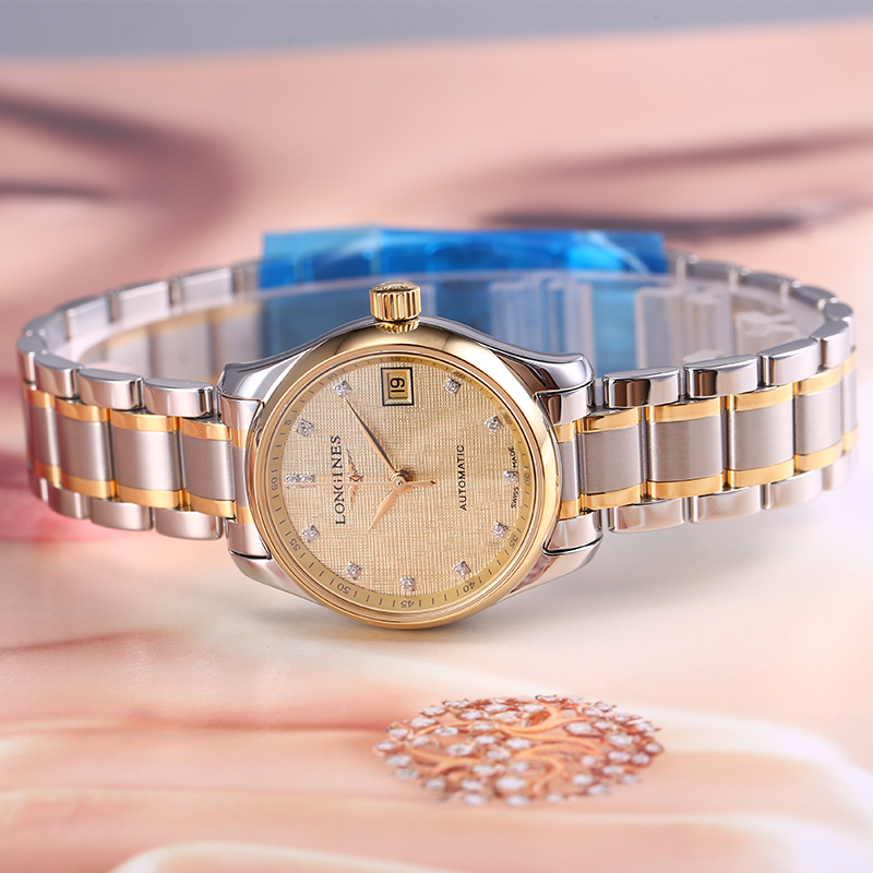 预售款瑞士浪琴longines名匠系列自动机械表女士手表钢带金色l2