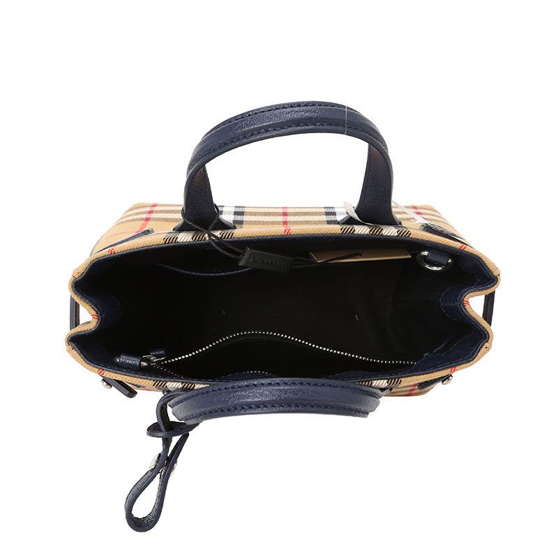 博柏利BURBERRY Banner 通勤手拎包 格纹拼皮4078508 女士手提斜挎单肩包图片