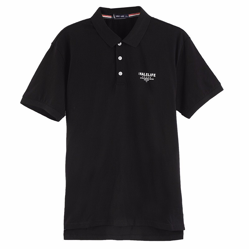潮流前线2019年夏季男款休闲翻领字母印花polo衫潮流时尚百搭t恤衫