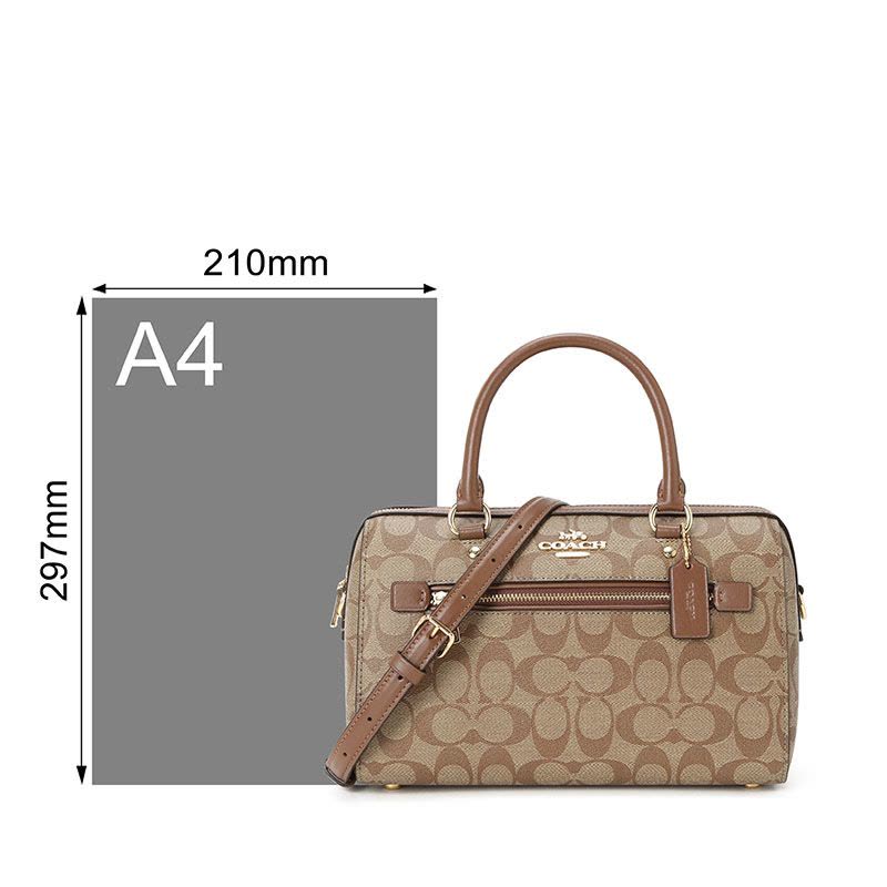 COACH 蔻驰 Rowan 波士顿包 女士斜挎包 字母马车标织物F83607金扣图片