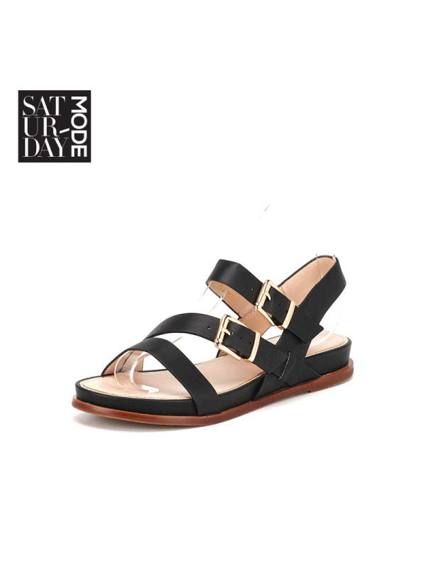 SATURDAYMODE牛皮革平跟圆头时尚凉鞋MD6211S171
