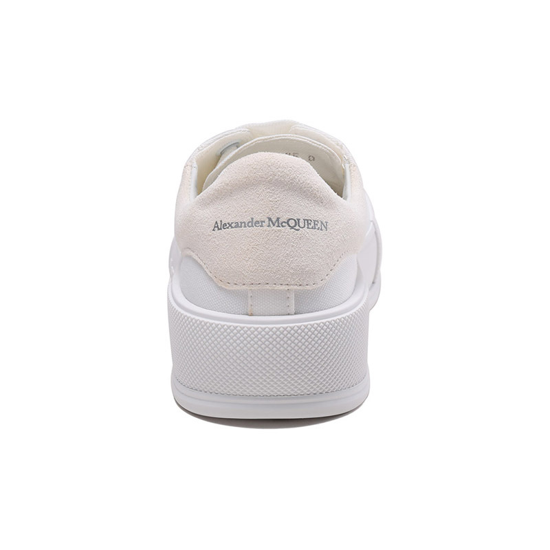 亚历山大·麦昆 ALEXANDER MCQUEEN 女士织物配皮休闲运动鞋帆布鞋小白鞋697120 W4MV7